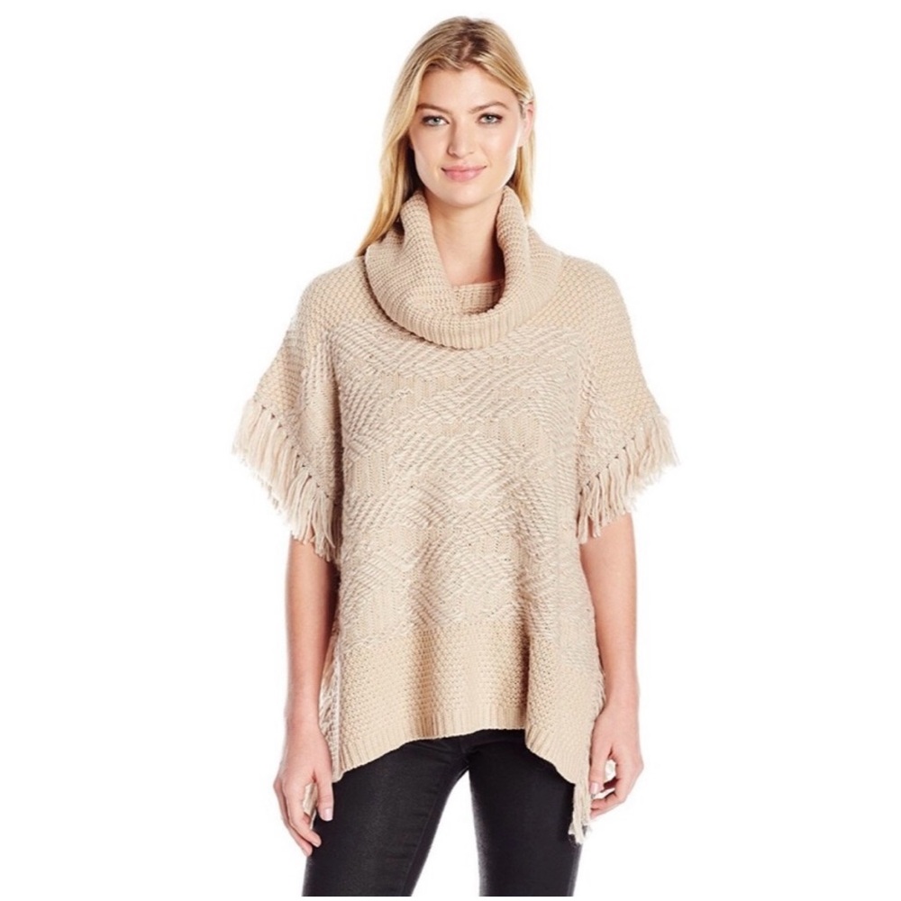 Lucky Brand Beige Cowl Neck Poncho Size L/XL